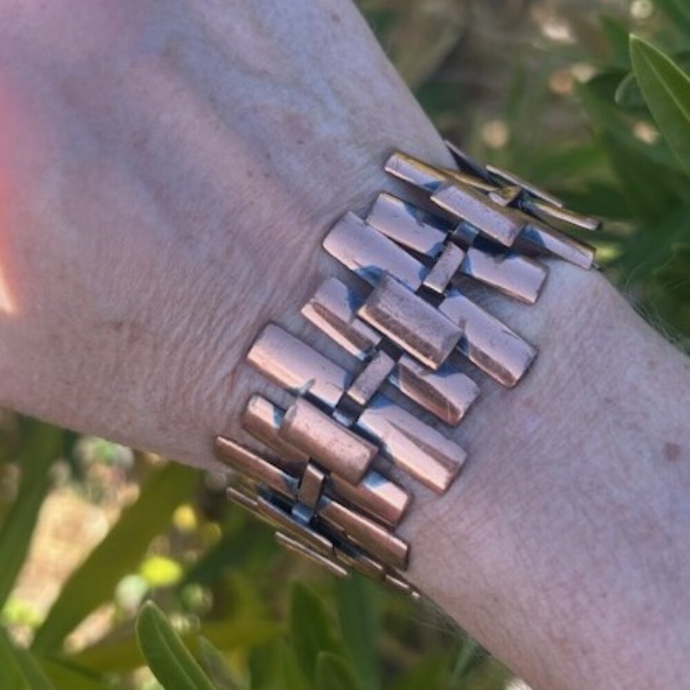 RENOIR COPPER Wide Link Peter Pan Style BRACELET